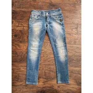 G-Star Raw 3301 Fender Skinny Women's Denim Jeans Size 25 W30" Blue Distressed